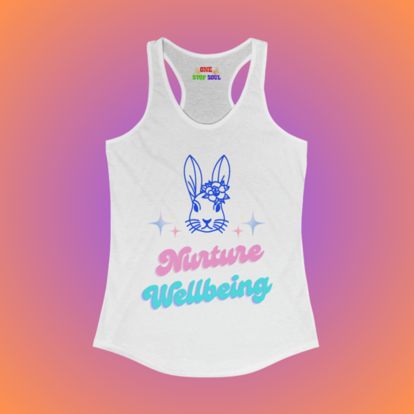 nurture wellbeing women's racerback tank top white mockup