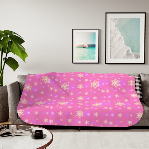 pink frost christmas sherpa blanket 60x80 lifestyle sofa